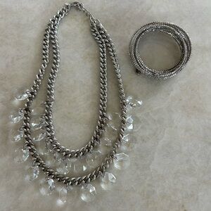 Stella & Dot statement crystal layered necklace and bracelet